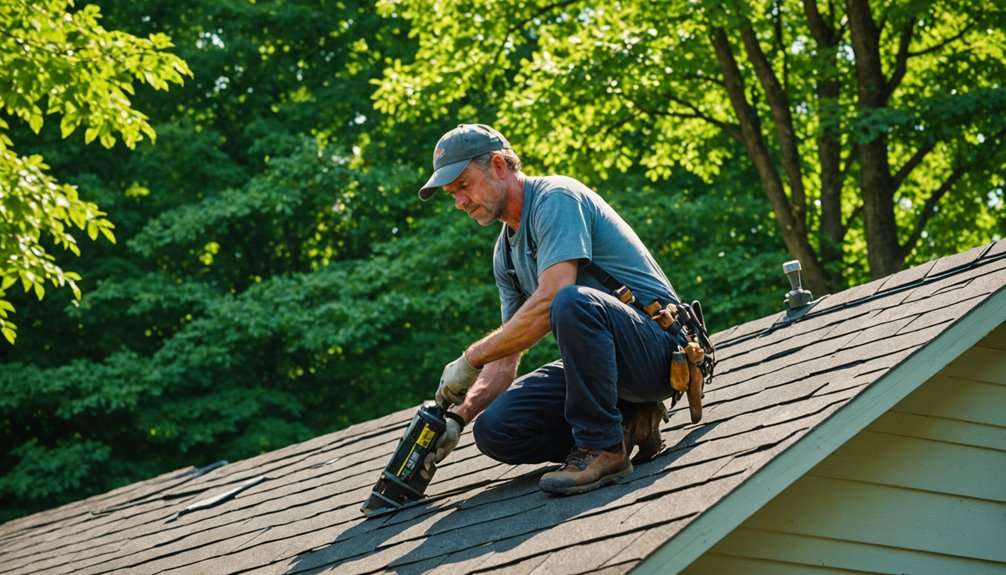Roof flashing repair being performed on Long Island home