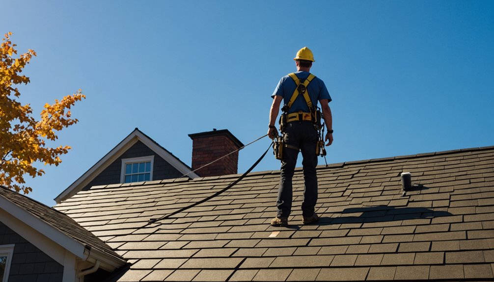 Professional using thermal imaging camera for roof leak detection